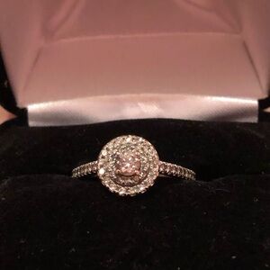 Elegant White Gold Double Halo Diamond Ring -